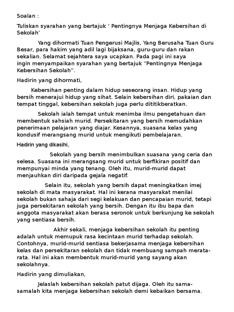 karangan syarahan