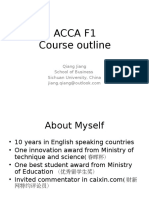 Acca F1 Course Outline: Qiang Jiang School of Business Sichuan University, China