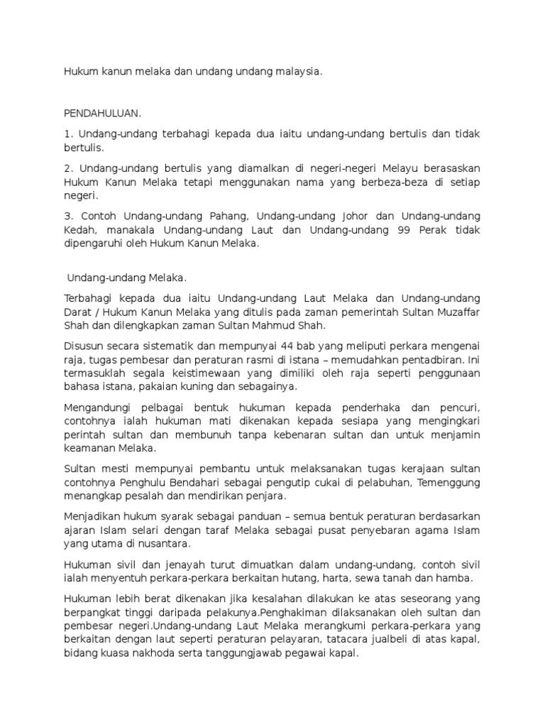 4 tingkatan hukum melaka kanun 3. a