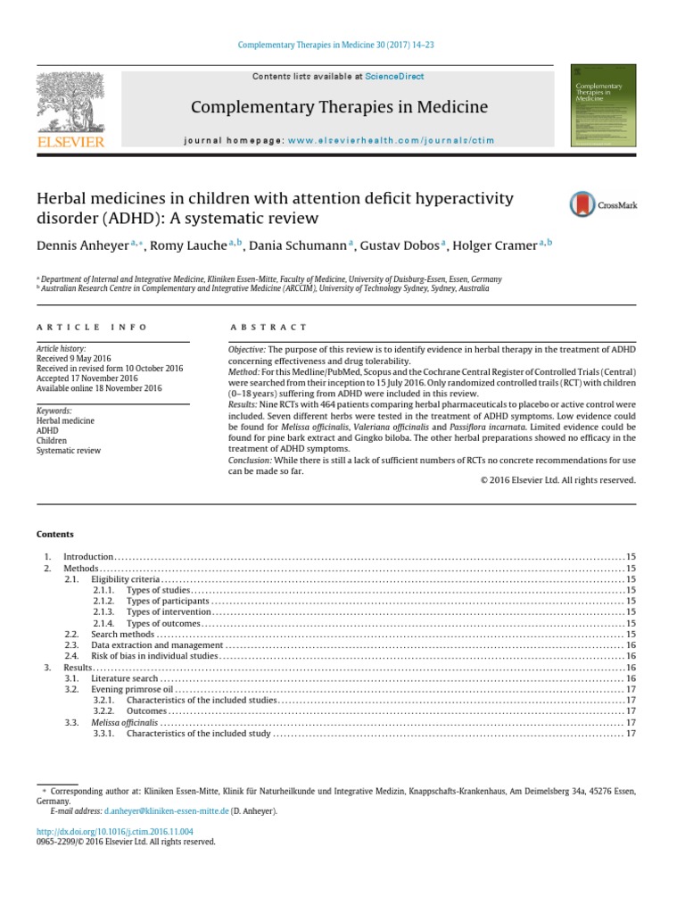Herbal Medicines in Children With Attention Deficit Hyperactivity ...