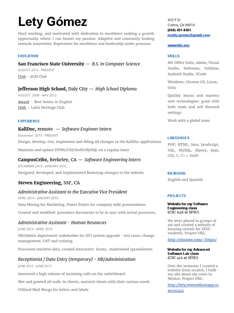 Aspiring Software Engineer's Profile | PDF | Career & Growth