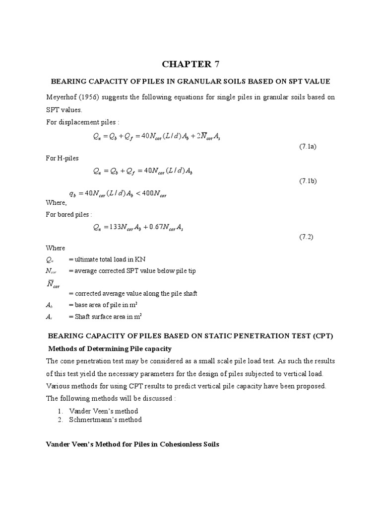Pile Bearing Capacity from SPT Values | PDF | Deep Foundation ...