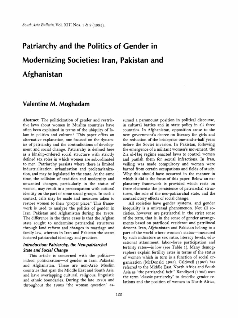 Patriarchy and The Politics of Gender in Modernizing Societies:Iran ...