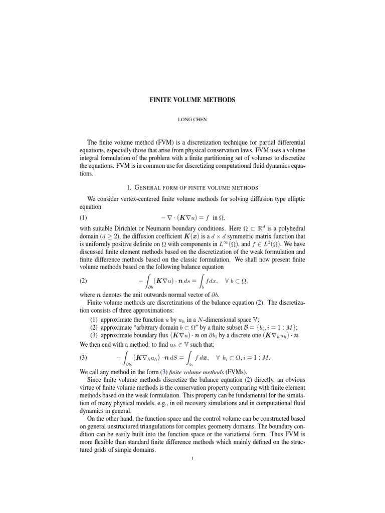 Finite Volume Methods | PDF | Finite Element Method | Integral