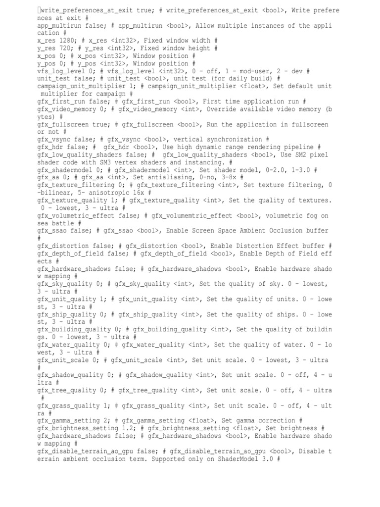 Game Configuration Settings Guide | PDF | Shader | Texture Mapping