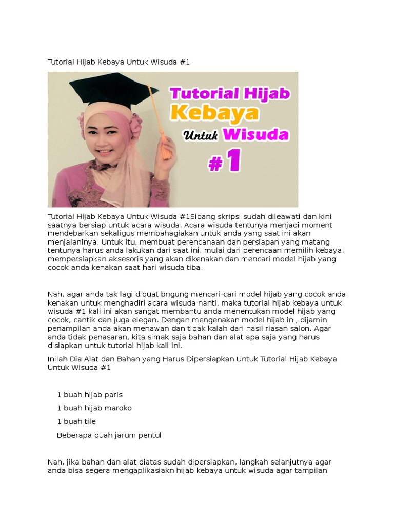 Tutorial Hijab Kebaya Untuk Wisuda