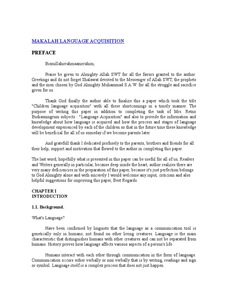Makalah Language Acquisition Language Development Language Acquisition