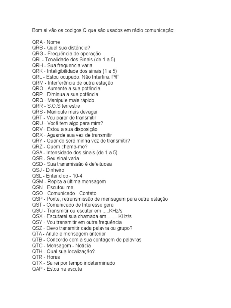 Os Codigos Q Que São Usados em Rádio Comunicação | PDF
