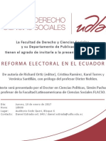 Invitación Presentación Del Libro "Reforma Electoral en Ecuador"