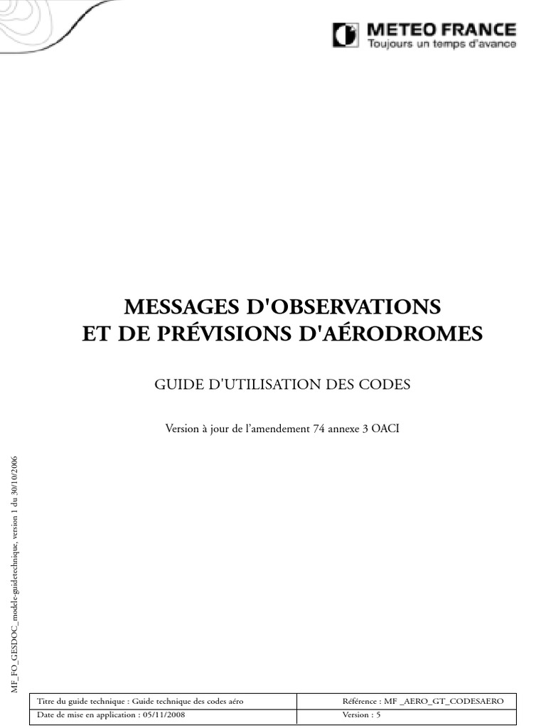 Lexique Metar Et Taf PDF | PDF | Brouillard | Précipitation