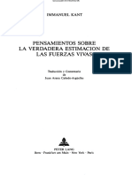 Pensamientos Sobre La Verdadera Estimación de Las Fuerzas Vivas (1747)