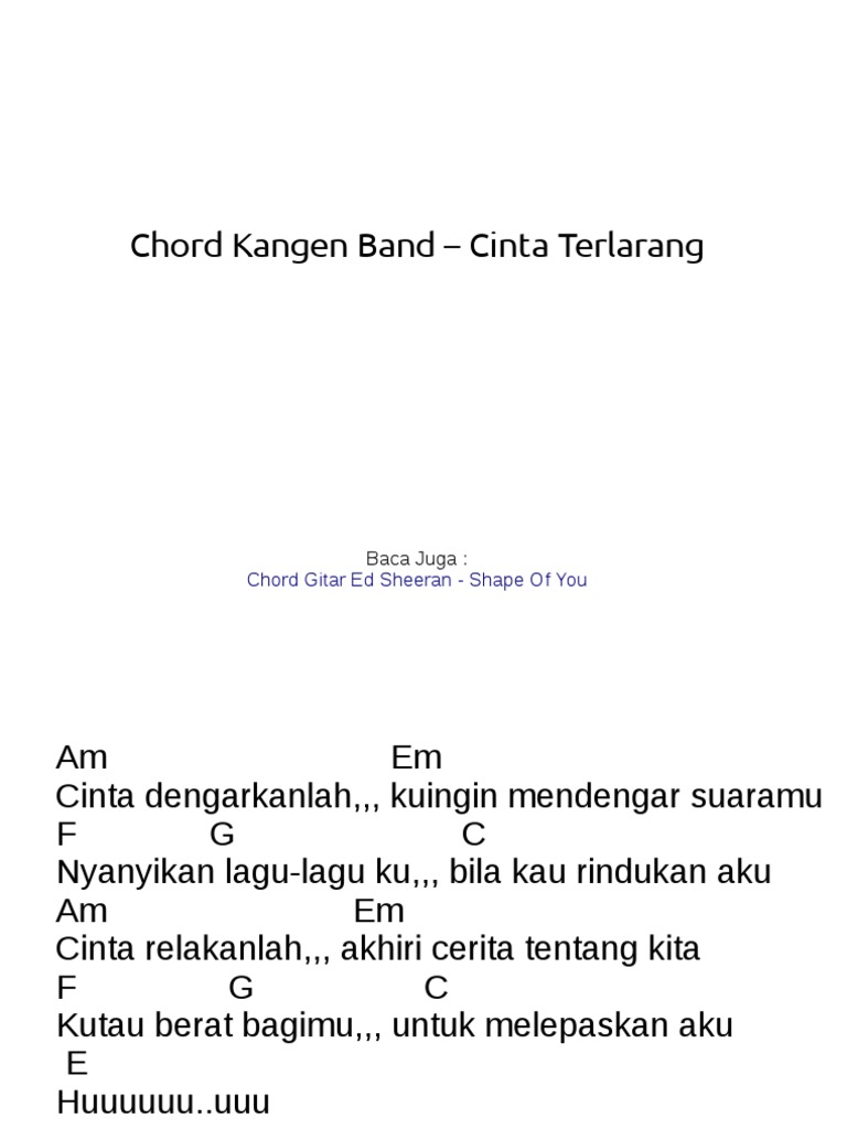 Chord Lagu Cinta Terlarang Chord Walls