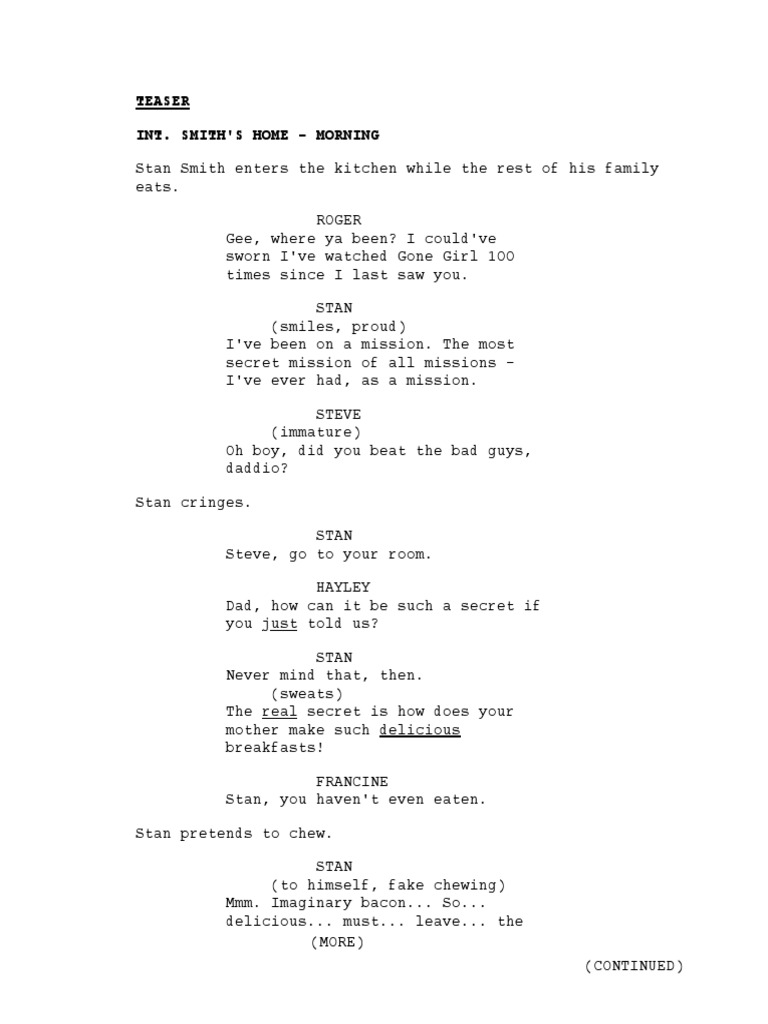 American Dad! Pilot Transcript PDF Leisure Entertainment (General)