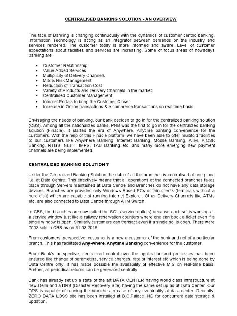 1.CBS Overview New | PDF | Banks | Cheque