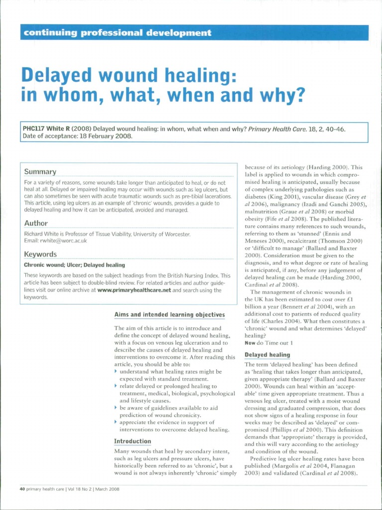 Delayed Wound Healing PDF Wound Clinical Medicine