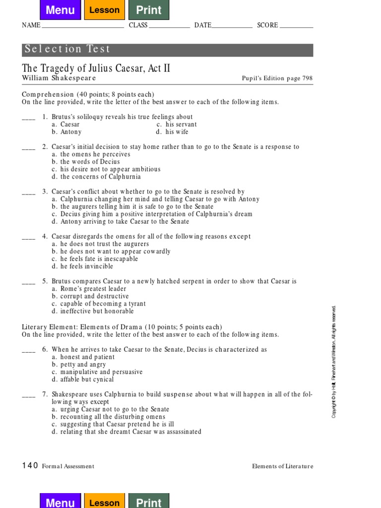 worksheet Julius Caesar Worksheet julius caesar test answers 100 images critical act ii junius brutus