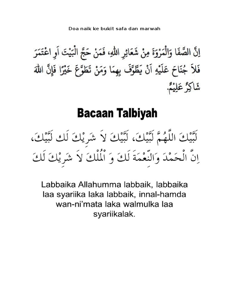Doa Naik Ke Bukit Safa Dan Marwah Pdf