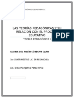 Las Teorías Pedagógicas y Su Relacion Con El Proceso Educativo