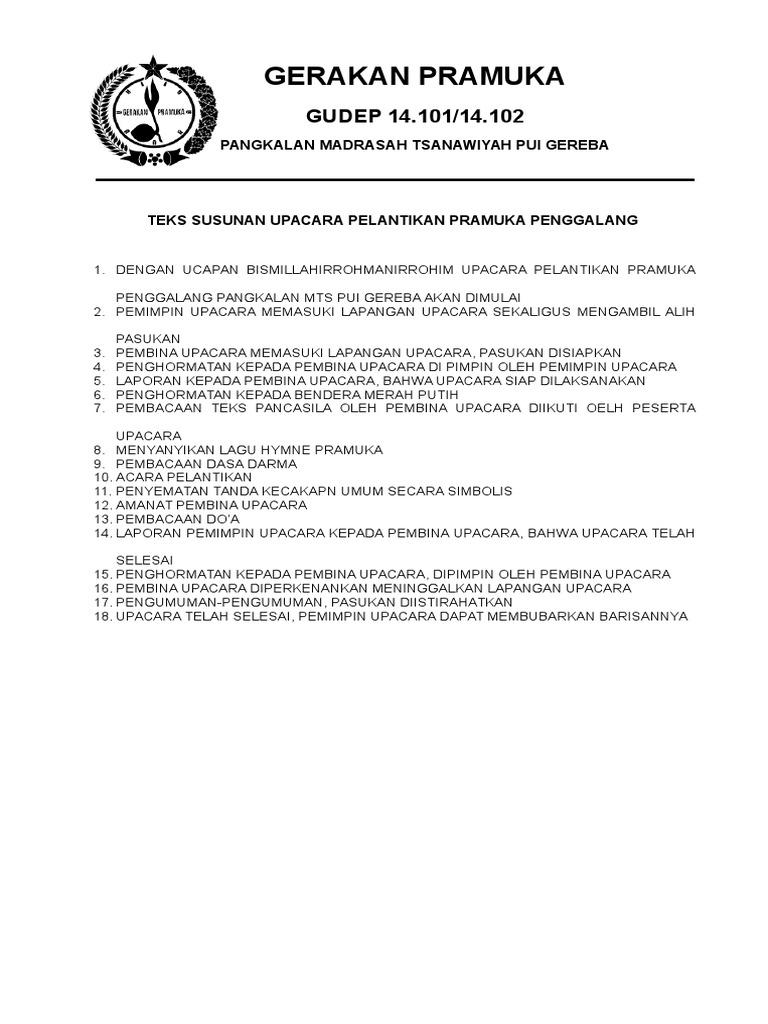 Tata Upacara Pelantikan Pramuka 