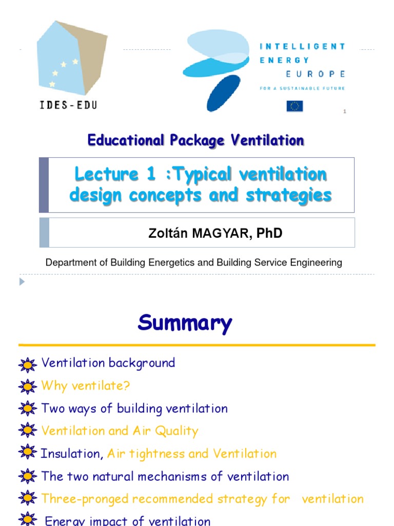 Ventilation Lecture | PDF | Ventilation (Architecture) | Duct (Flow)