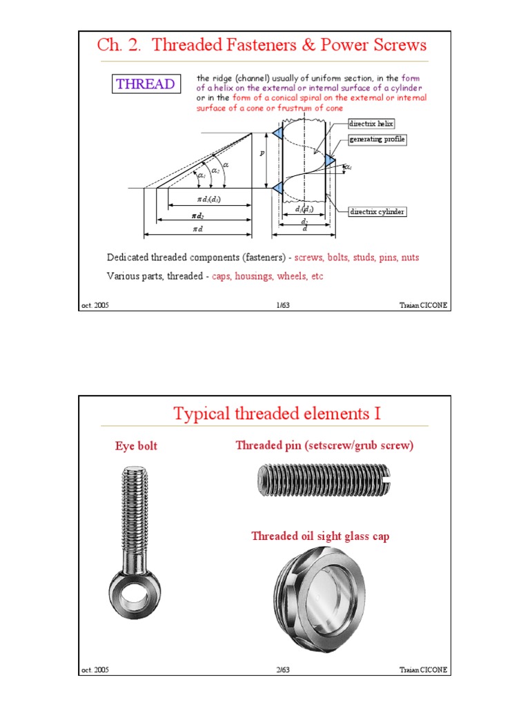 Notes Ch.2 Screws 2005 2spp | PDF | Technology & Engineering