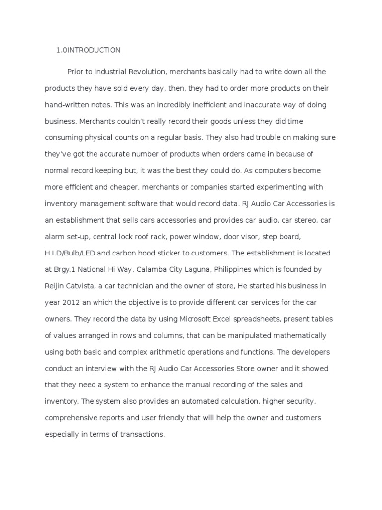 Sample of summary thesis inventory system image