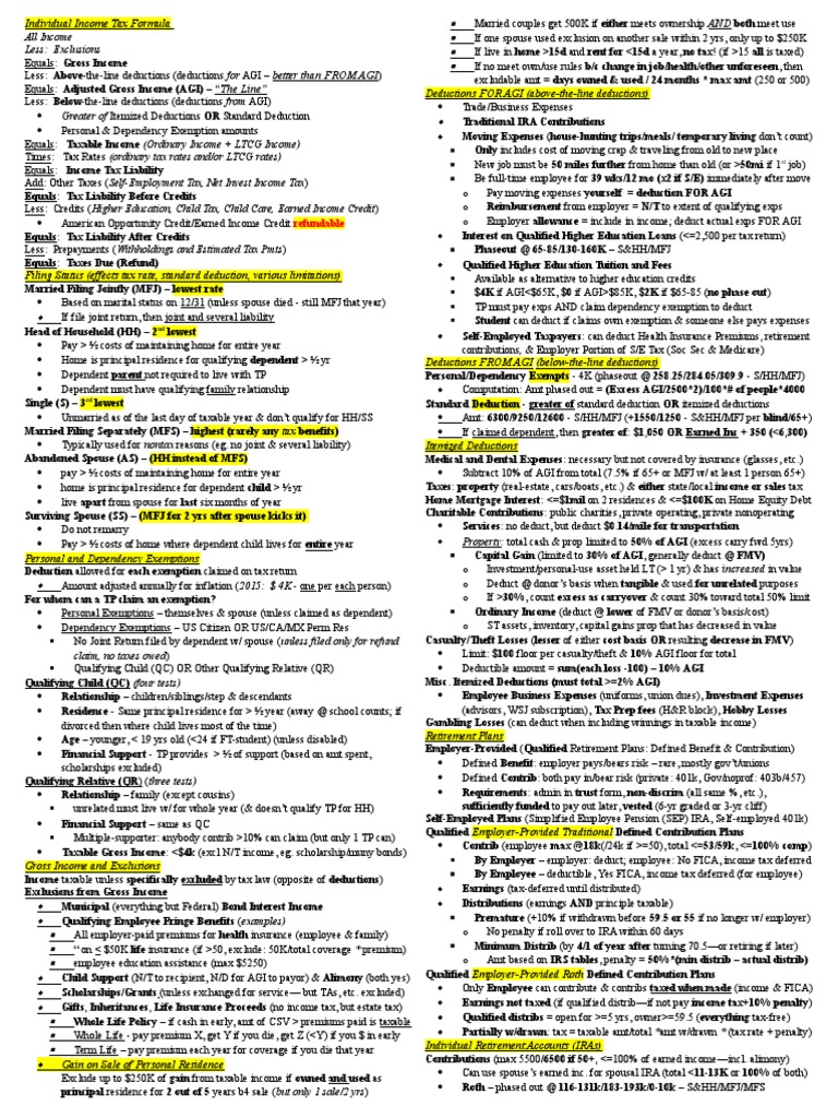 Individual Income Tax Calculation Guide | PDF | Personal Exemption ...