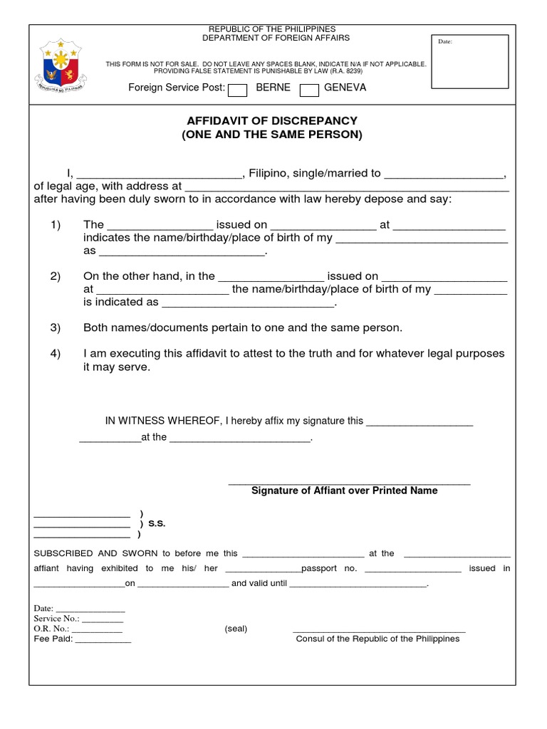 Affidavit of Discrepancy PDF | PDF