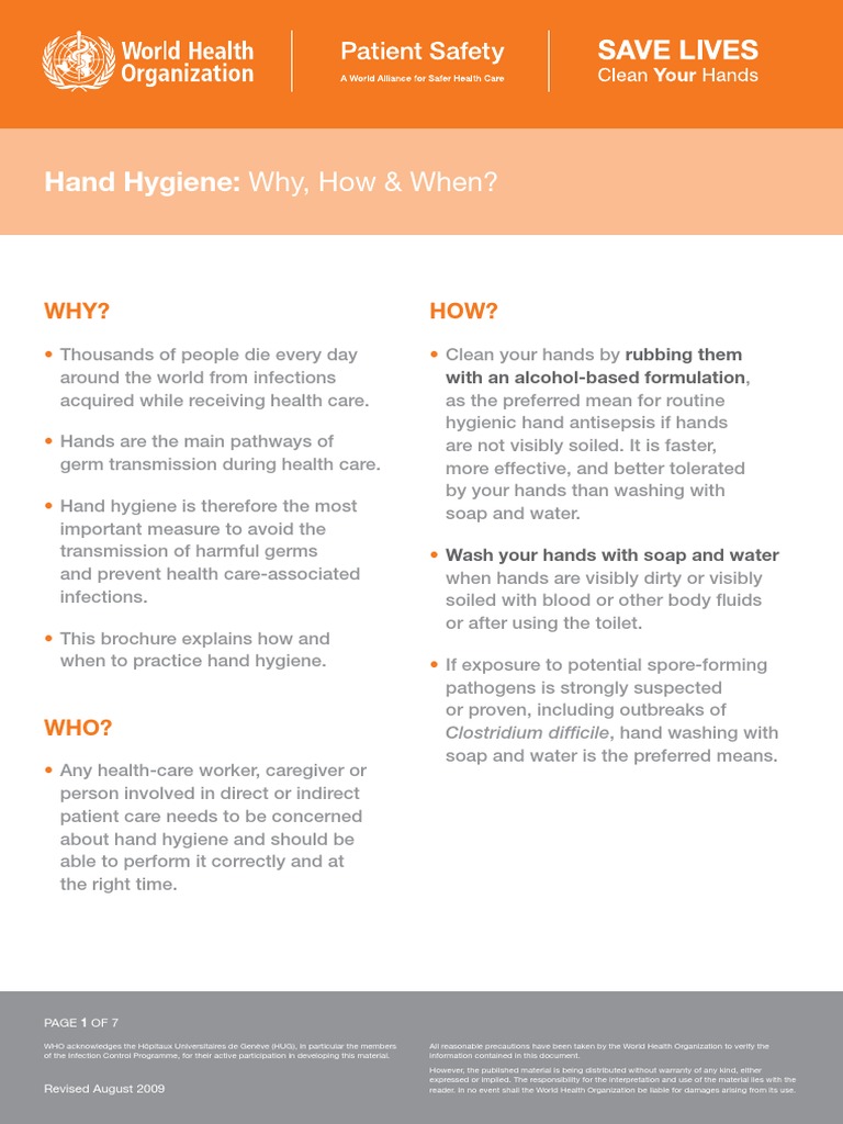 Hand Hygiene Why How And When Brochure Pdf Hygiene Hand Washing