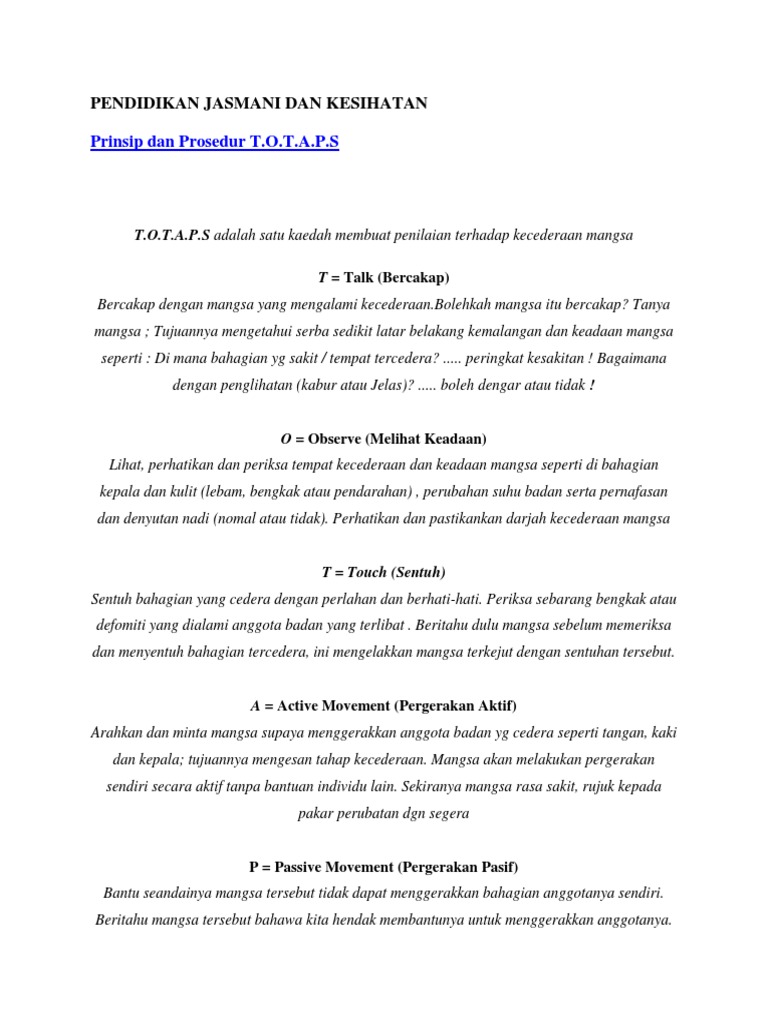 Pendidikan Jasmani Dan Kesihatan Totaps Pdf