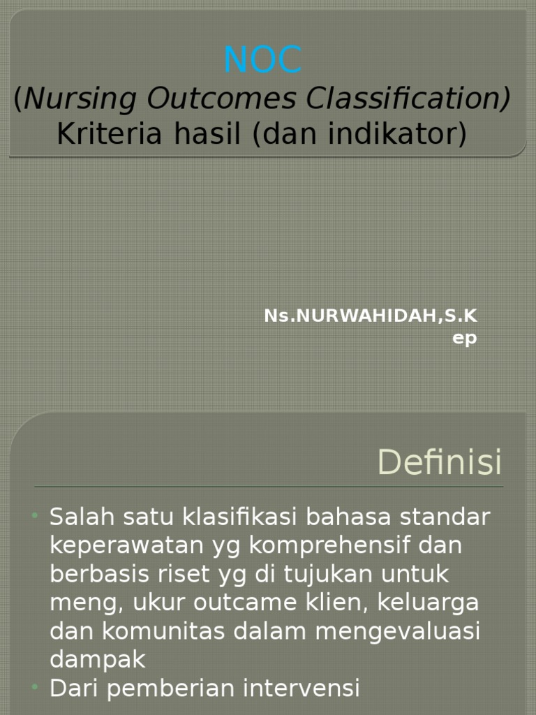 Klasifikasi Hasil Keperawatan NOC | PDF | Karier & Perkembangan ...