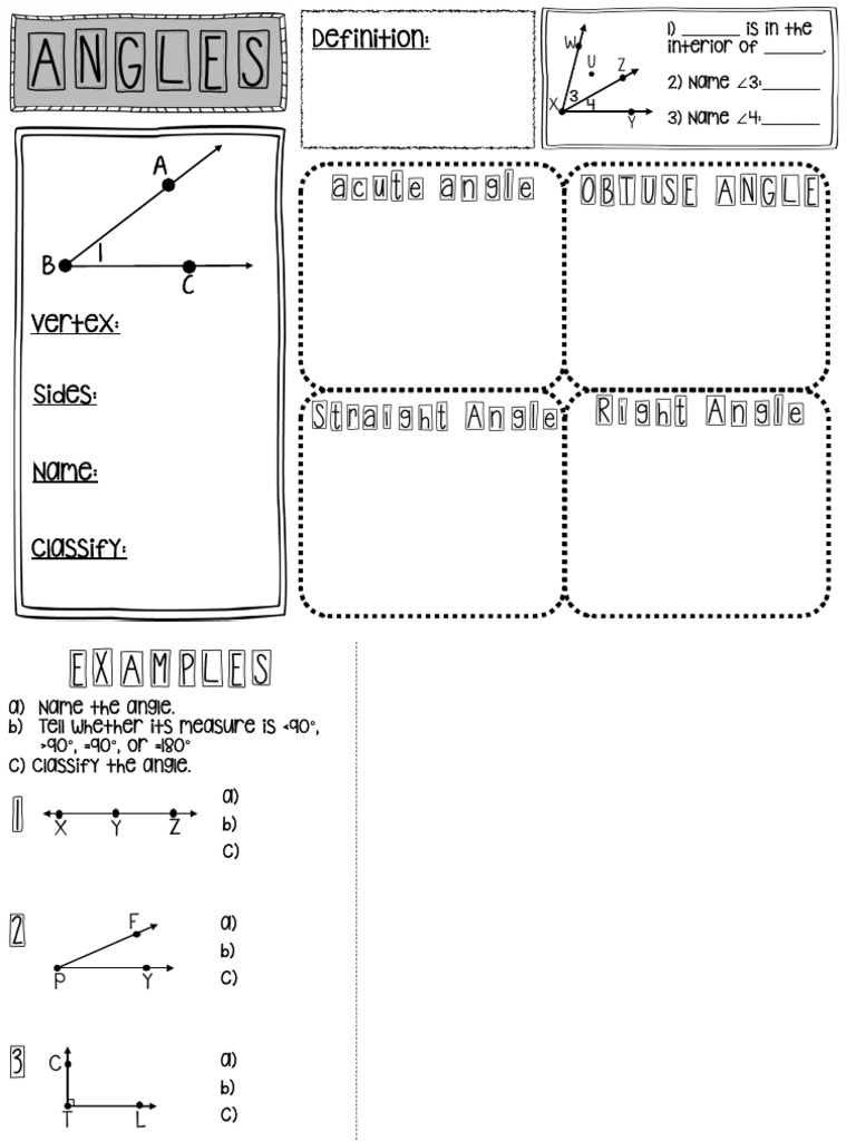 Angle Classification and Definitions Guide | PDF | Teaching Methods ...