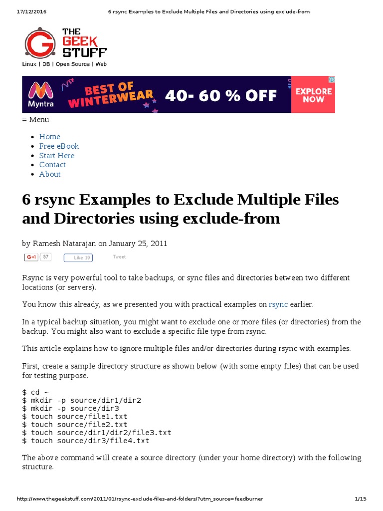 6 Rsync Examples To Exclude Multiple Files and Directories Using