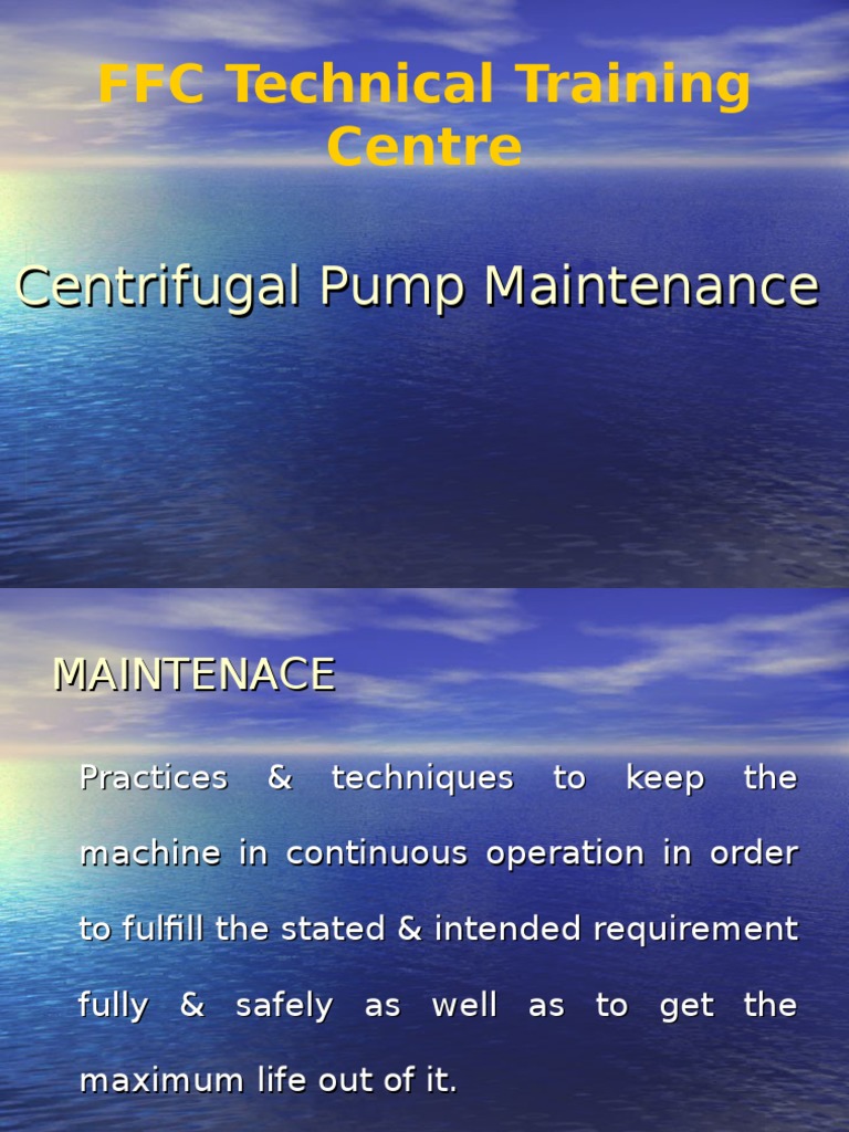 Centrifugal Pump Maintenance PDF Bearing (Mechanical) Troubleshooting