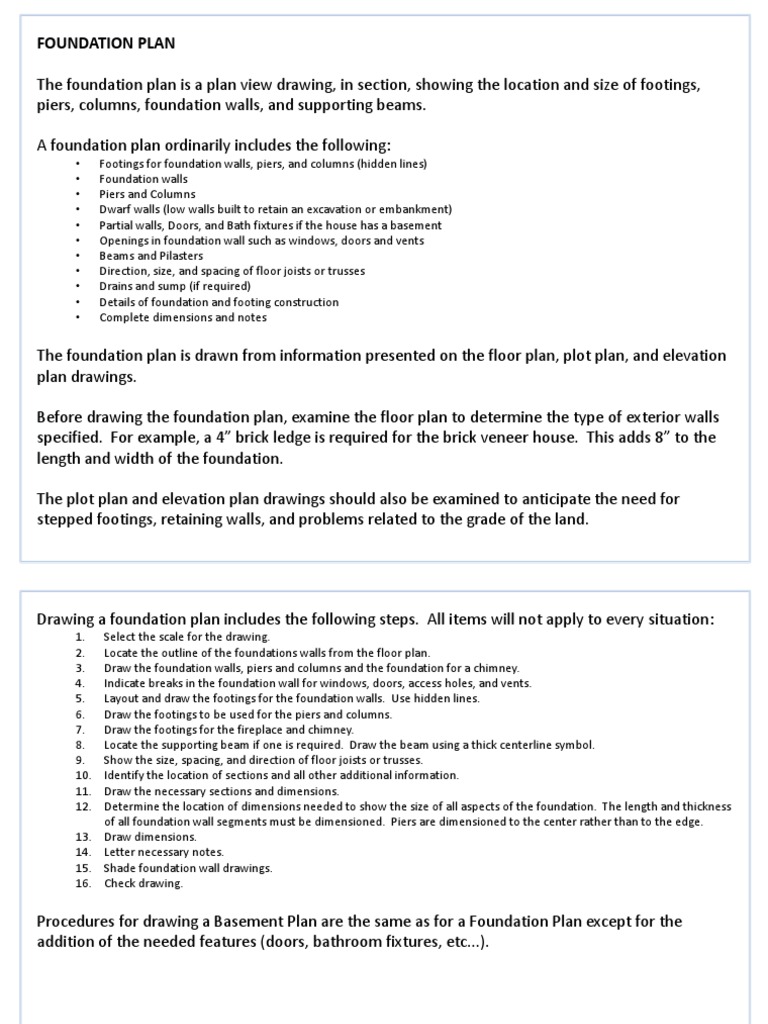 Foundation Plan Overview and Steps | PDF | Basement | Architectural Design