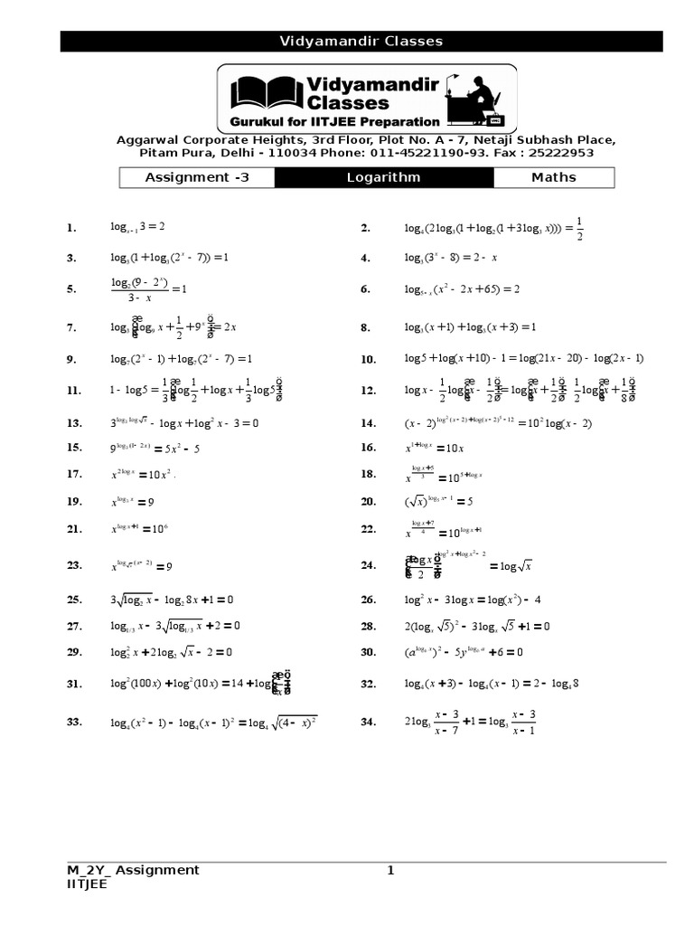 Assign - Logarithm - Set IX - 2 Year | PDF | Teaching Methods & Materials
