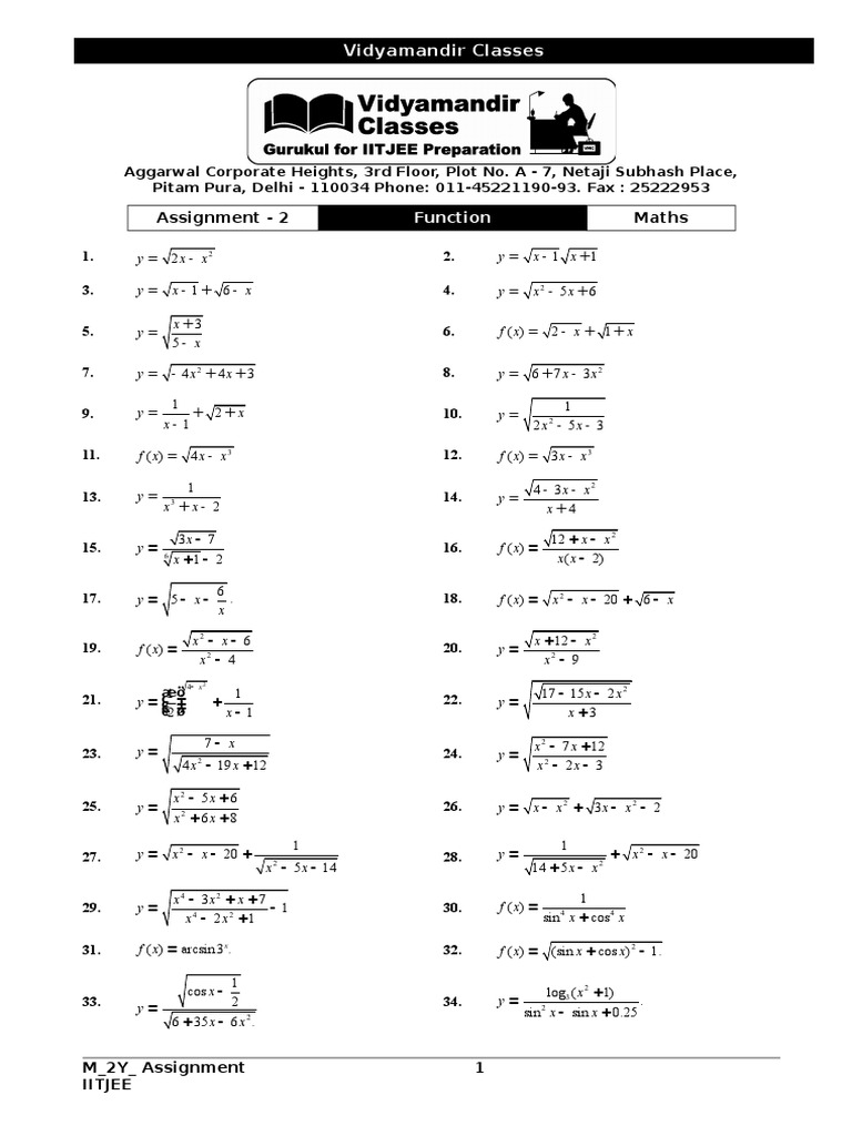 Assignment - 2 Maths: Vidyamandir Classes | PDF