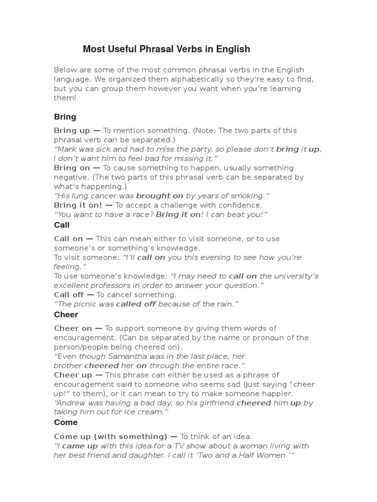 Essential English Phrasal Verbs Guide | PDF | Phrase | English Language