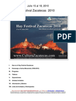 Hay Festival Zacatecas 2010 - Programa e Informacion General
