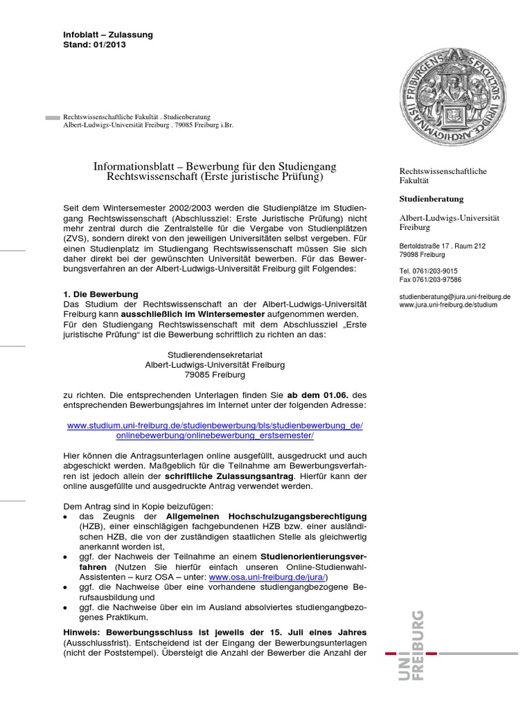Infoblatt Bewerbung Stand 01 13 Pdf