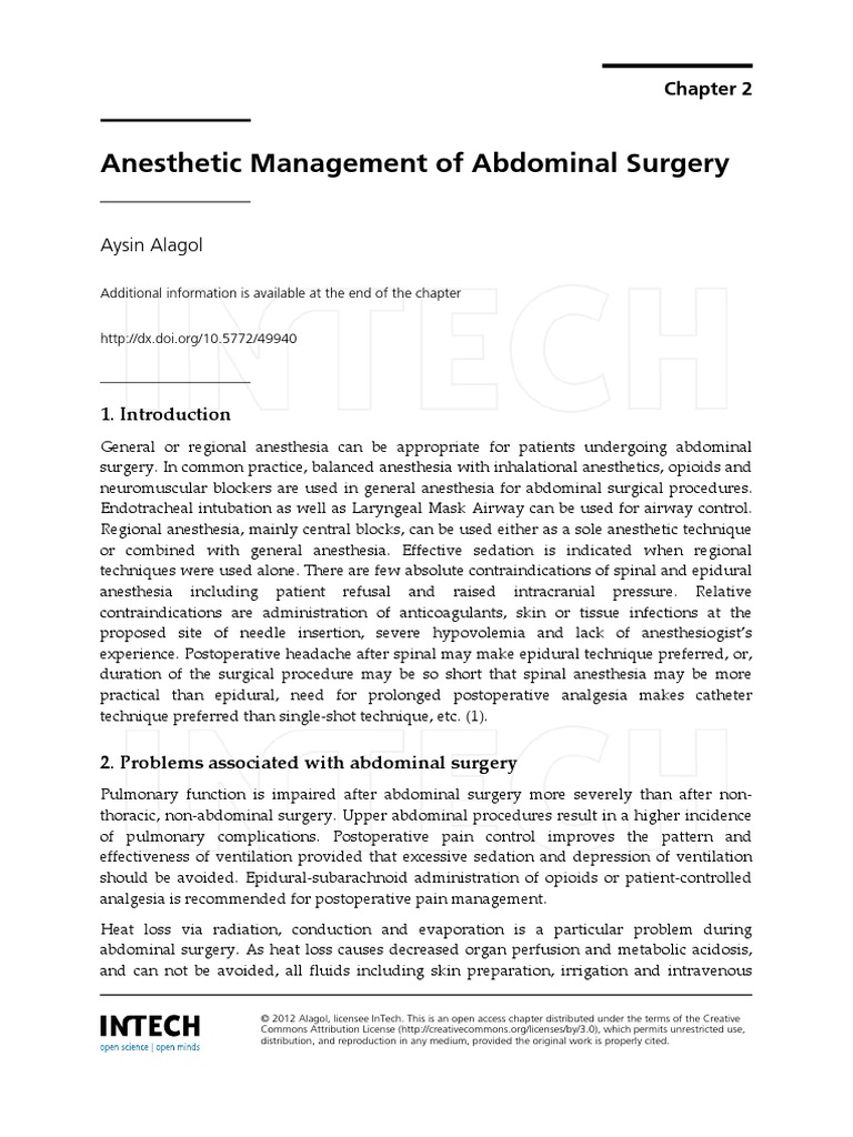 Anestesi Abdominal Approach | PDF | Anesthesia | Surgery