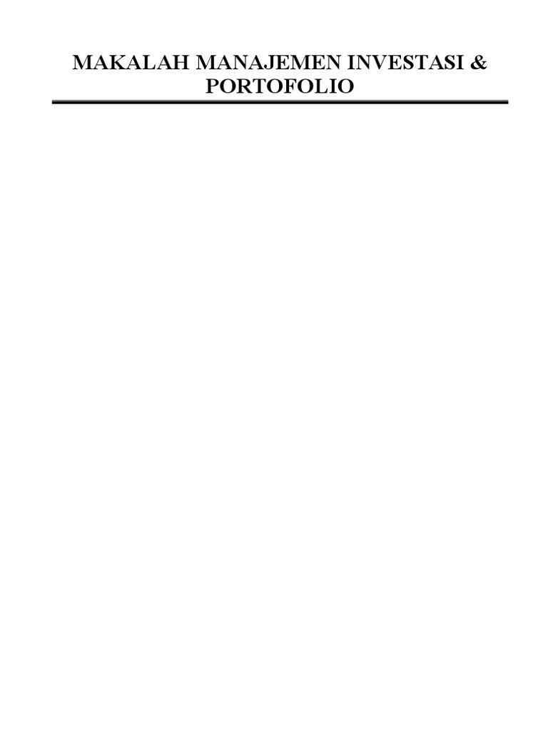 Makalah Manajemen Investasi