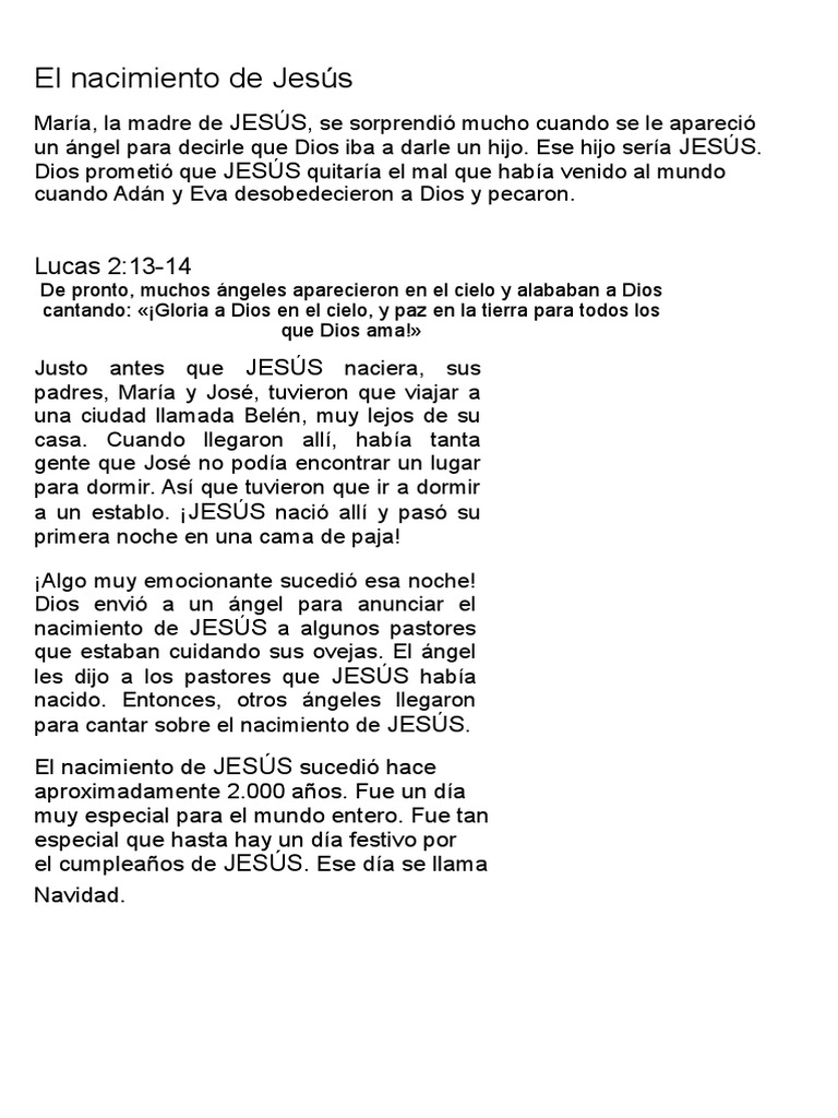 El Nacimiento y Vida de Jesús para Niños | PDF | Natividad De Jesus ...