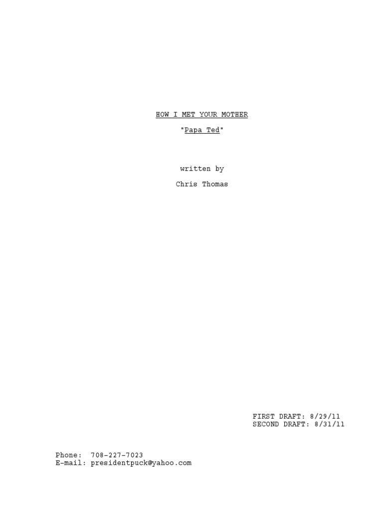 Spec Script How I Met Your Mother