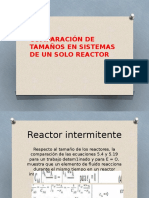 COMPARACIÓN DE TAMANOS EN SISTEMAS DE REACTOR DE UN SOLO REACTOR