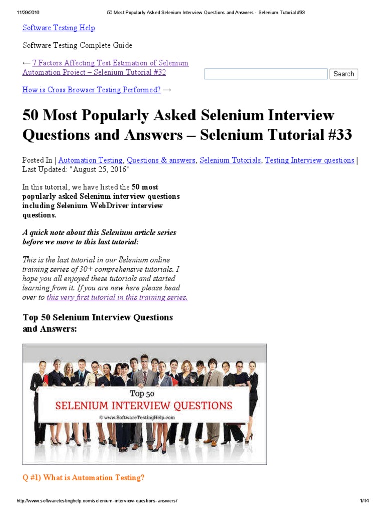 50 Most Popularly Asked Selenium Interview Questions and Answers ...