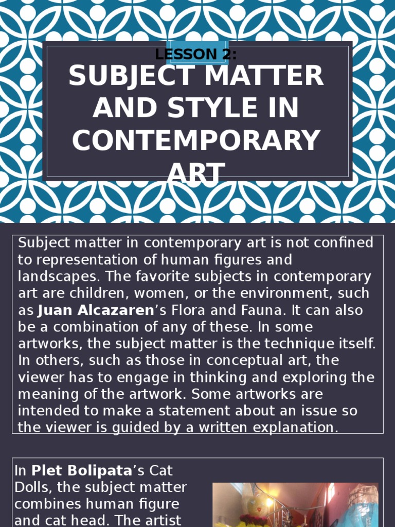 Subject Matter and Style in Contemporary Art Abstract Art Paintings