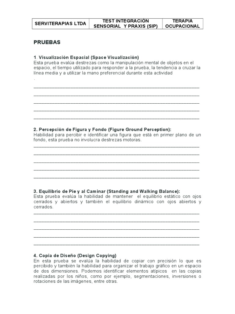 Evaluación integral de la integración sensorial y la praxis mediante el ...