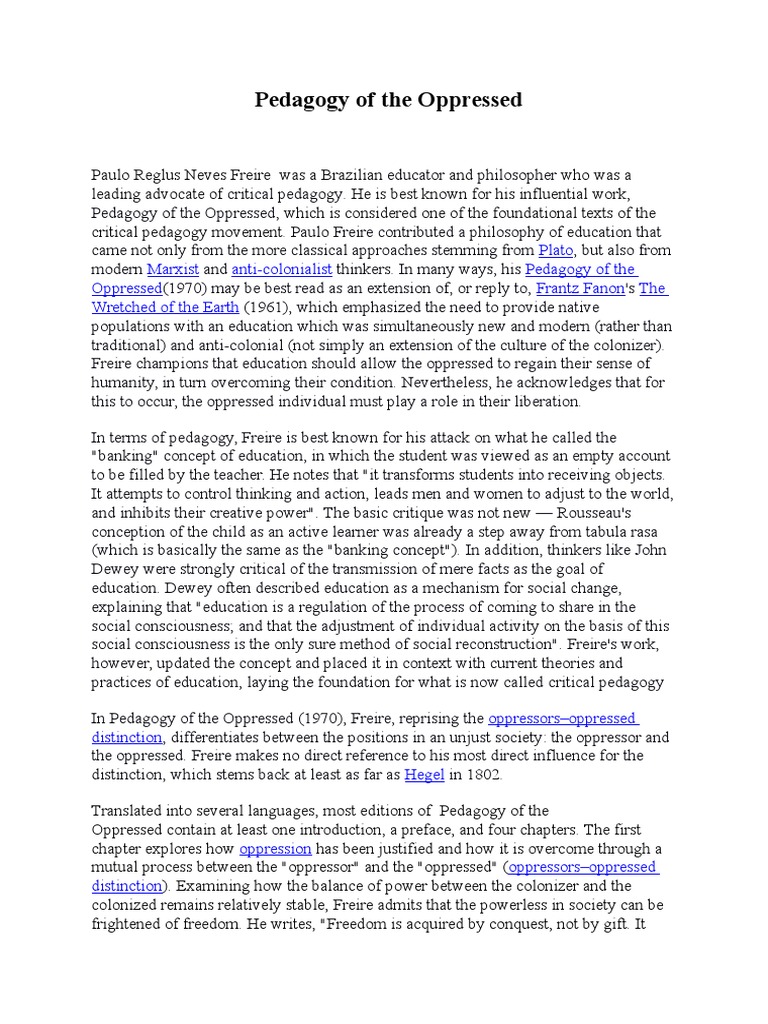 Pedagogy of The Oppressed | PDF | Philosophical Movements ...