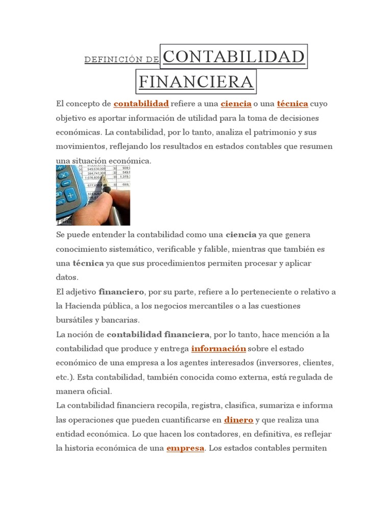 Definición de Contabilidad Financiera | PDF | Contabilidad | Ciencias ...